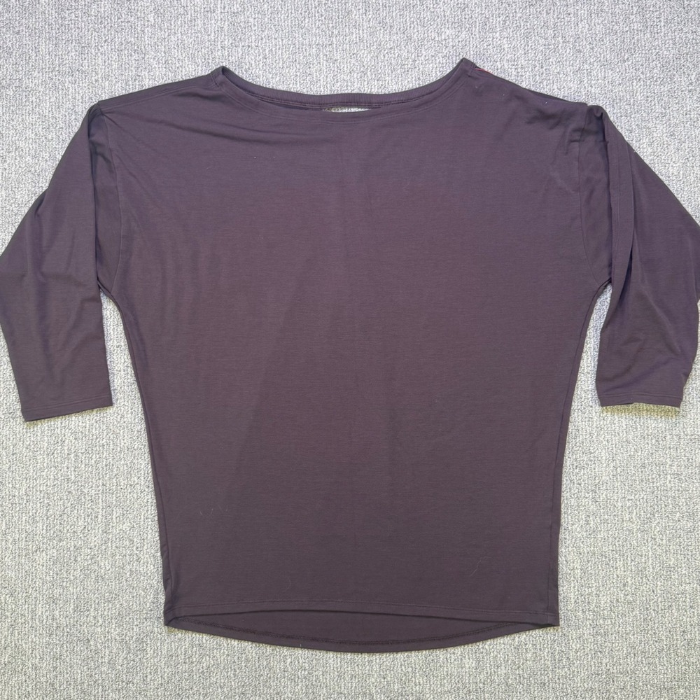 Athleta Womens XS Brown Dolman 3/4 Sleeve Boat Neck Back Cutout Top EUC